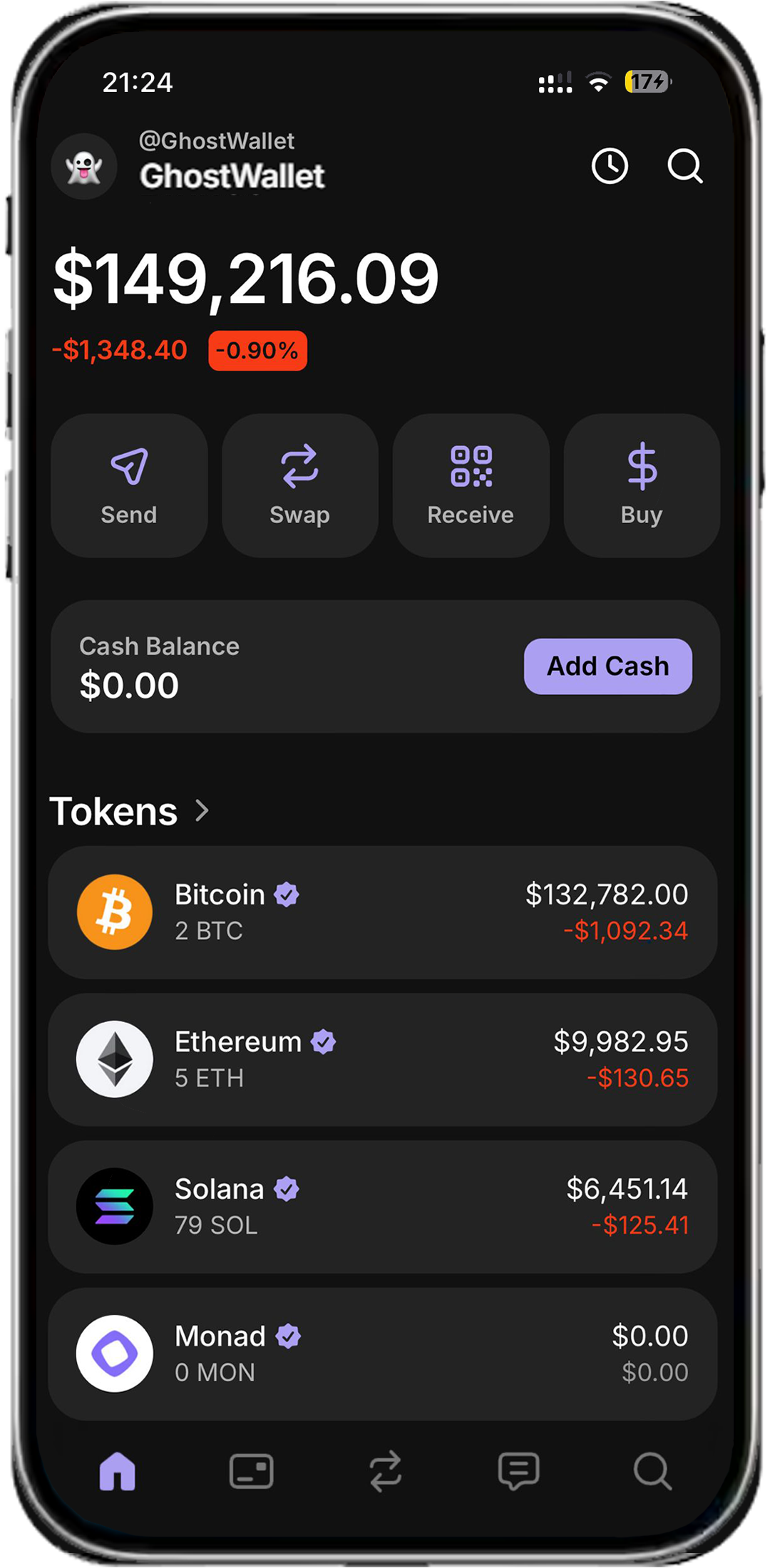 GhostWallet app preview
